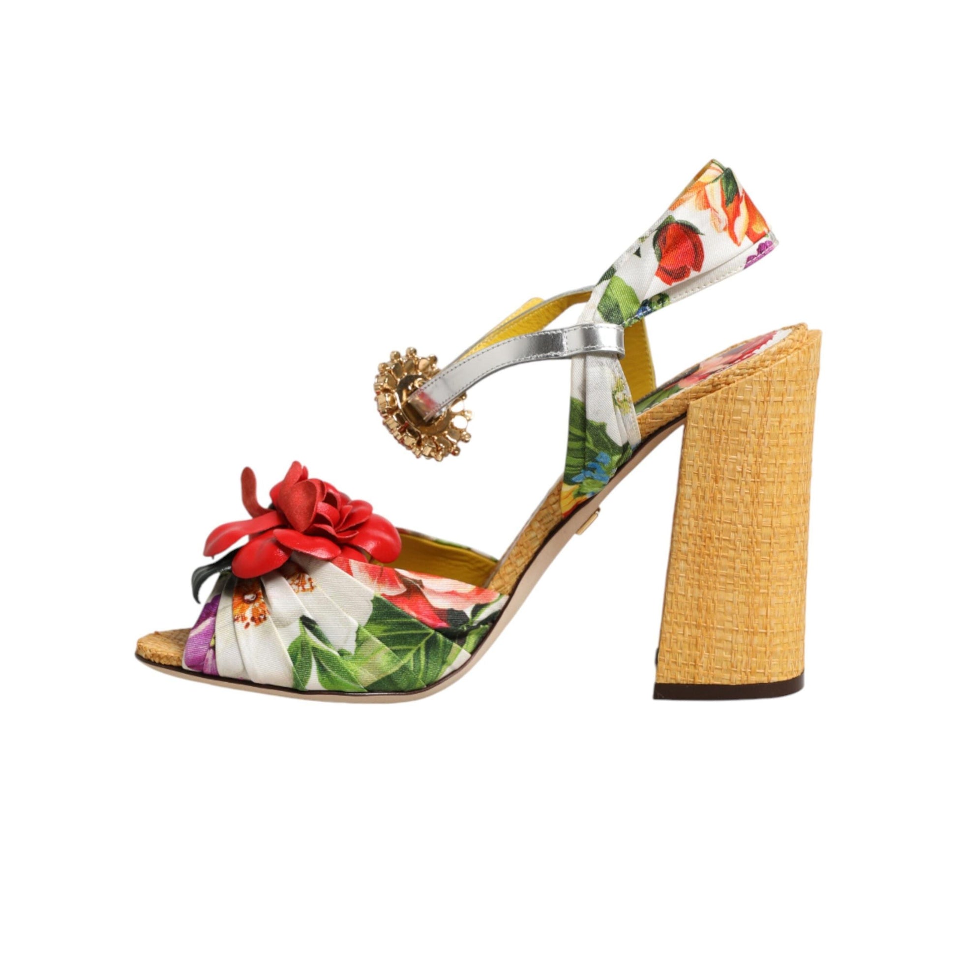 Dolce & Gabbana Multicolor Floral Crystal Embellished Sandals Shoes