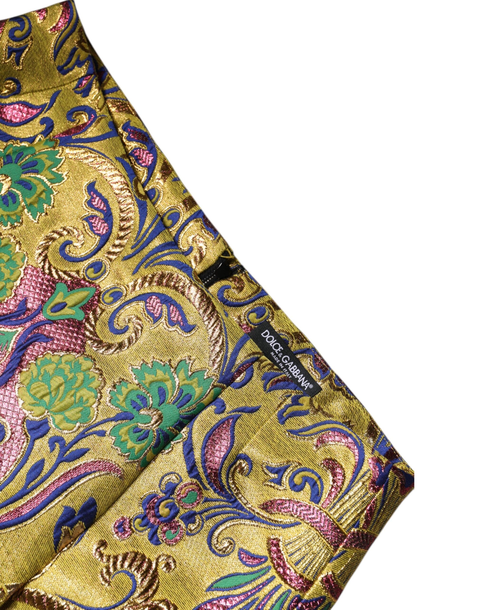 Dolce & Gabbana Multicolor Floral Jacquard Mid Waist Mini Skirt