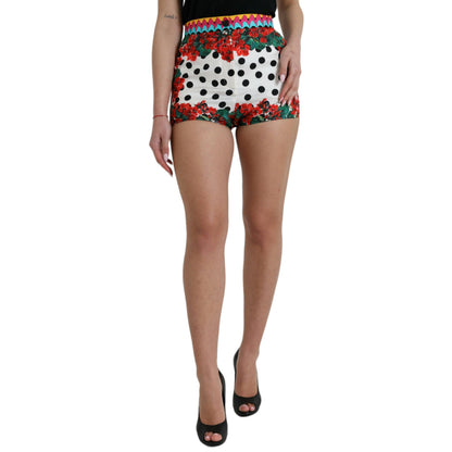 Dolce & Gabbana Multicolor Floral Polka Dot Hot Pants Shorts