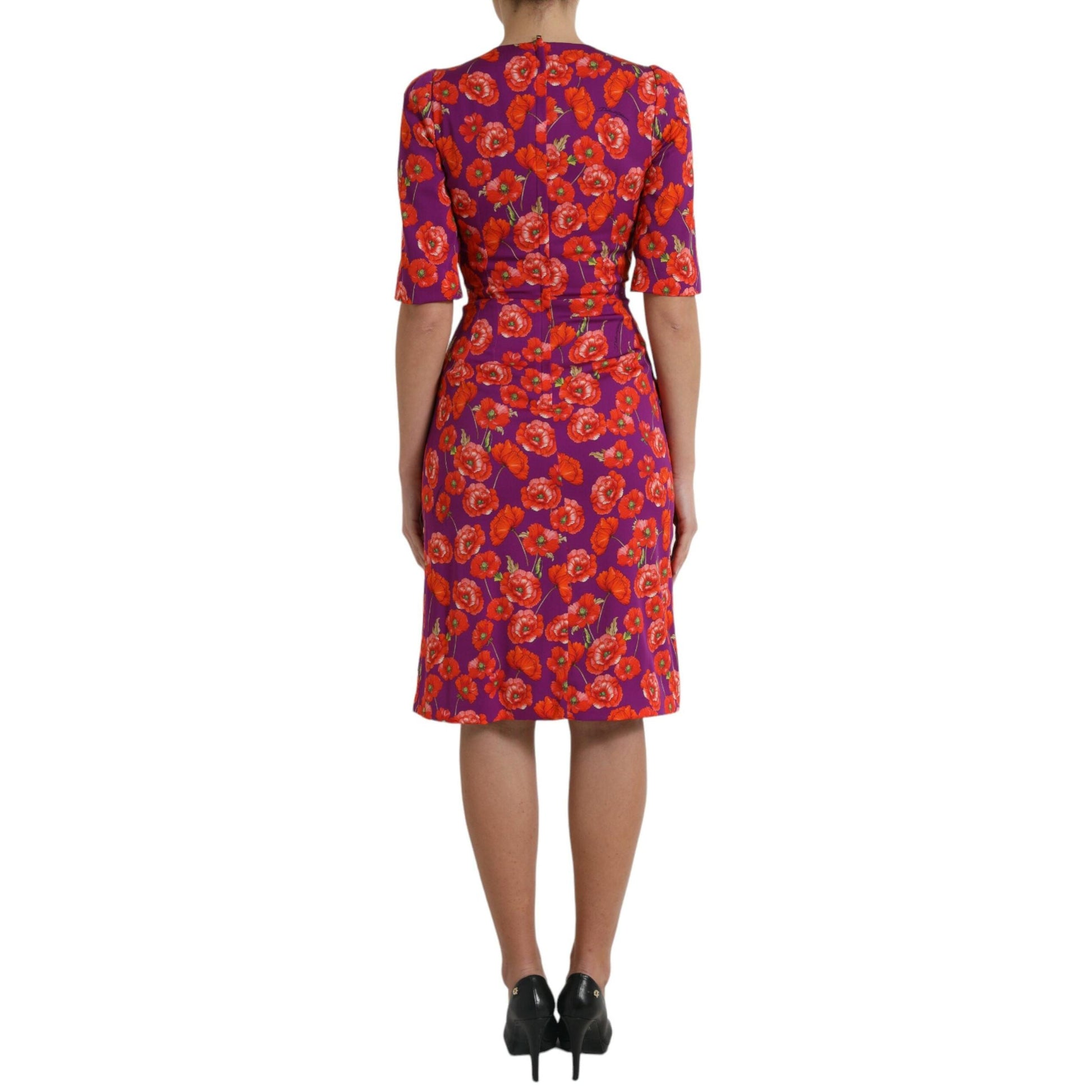 Dolce & Gabbana Multicolor Floral Poppy Print Sheath Dress