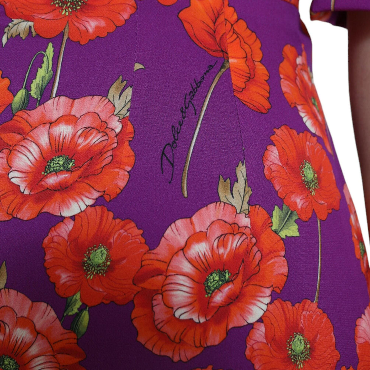Dolce & Gabbana Multicolor Floral Poppy Print Sheath Dress