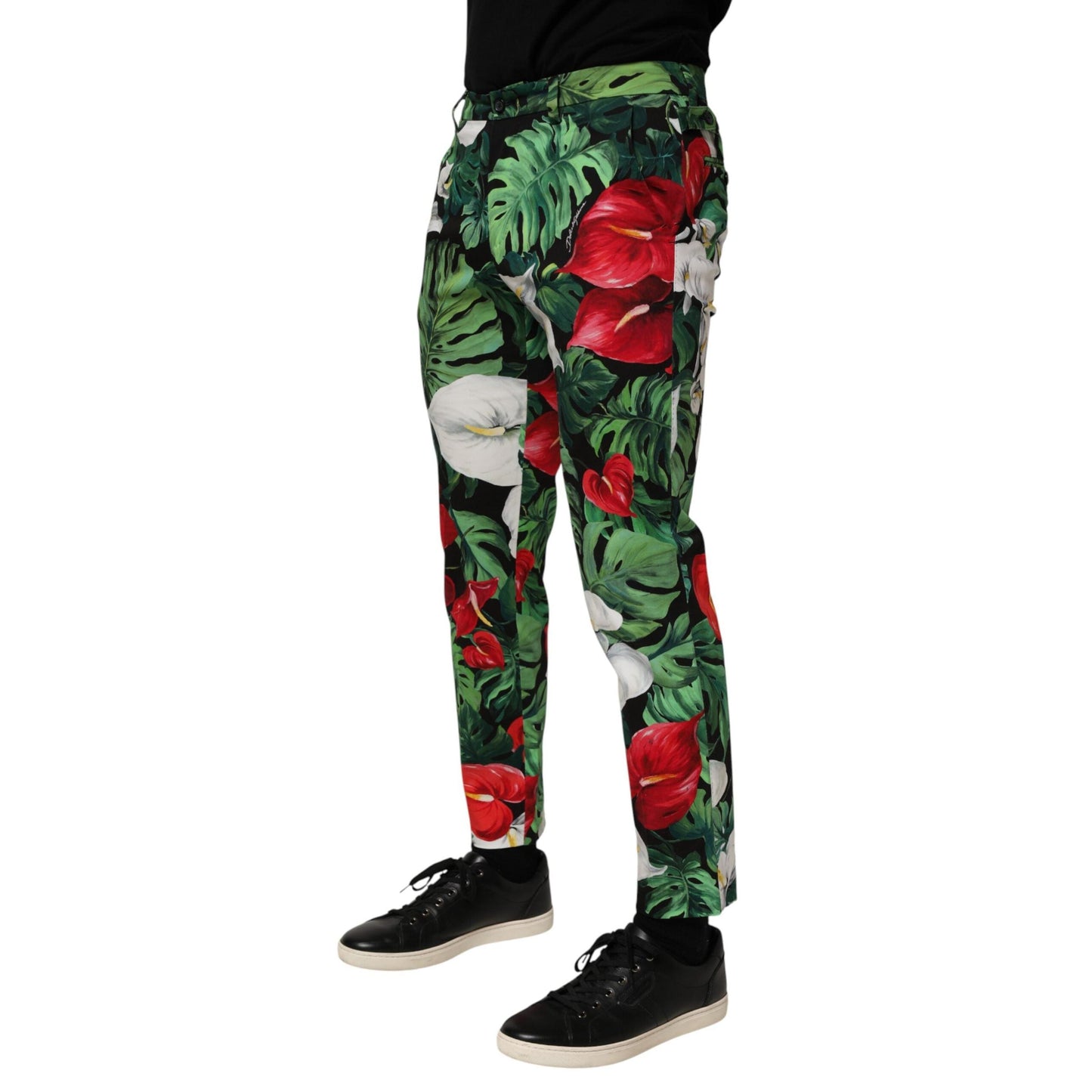 Dolce & Gabbana Multicolor Floral Print Cotton Tapered Pants