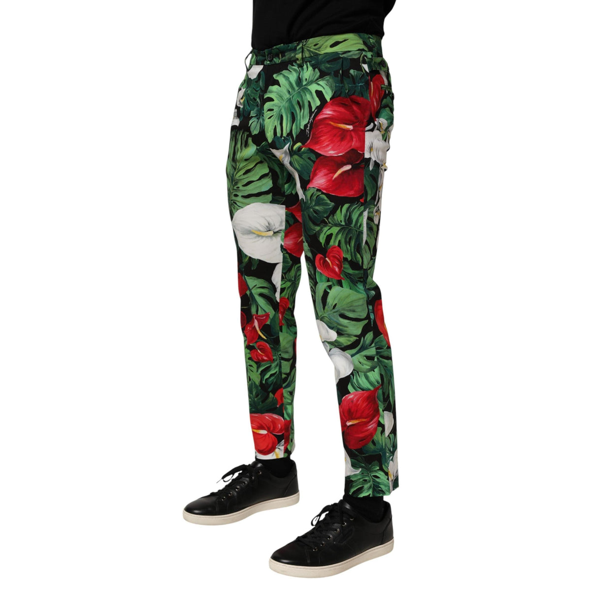 Dolce & Gabbana Multicolor Floral Print Cotton Tapered Pants