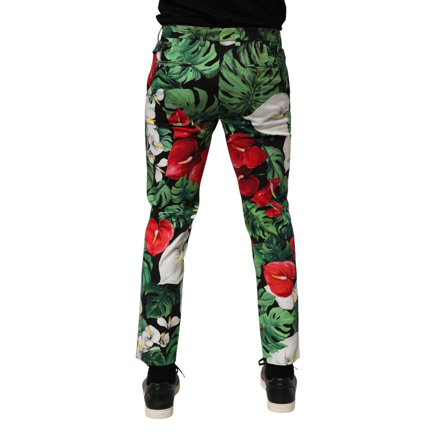 Dolce & Gabbana Multicolor Floral Print Cotton Tapered Pants