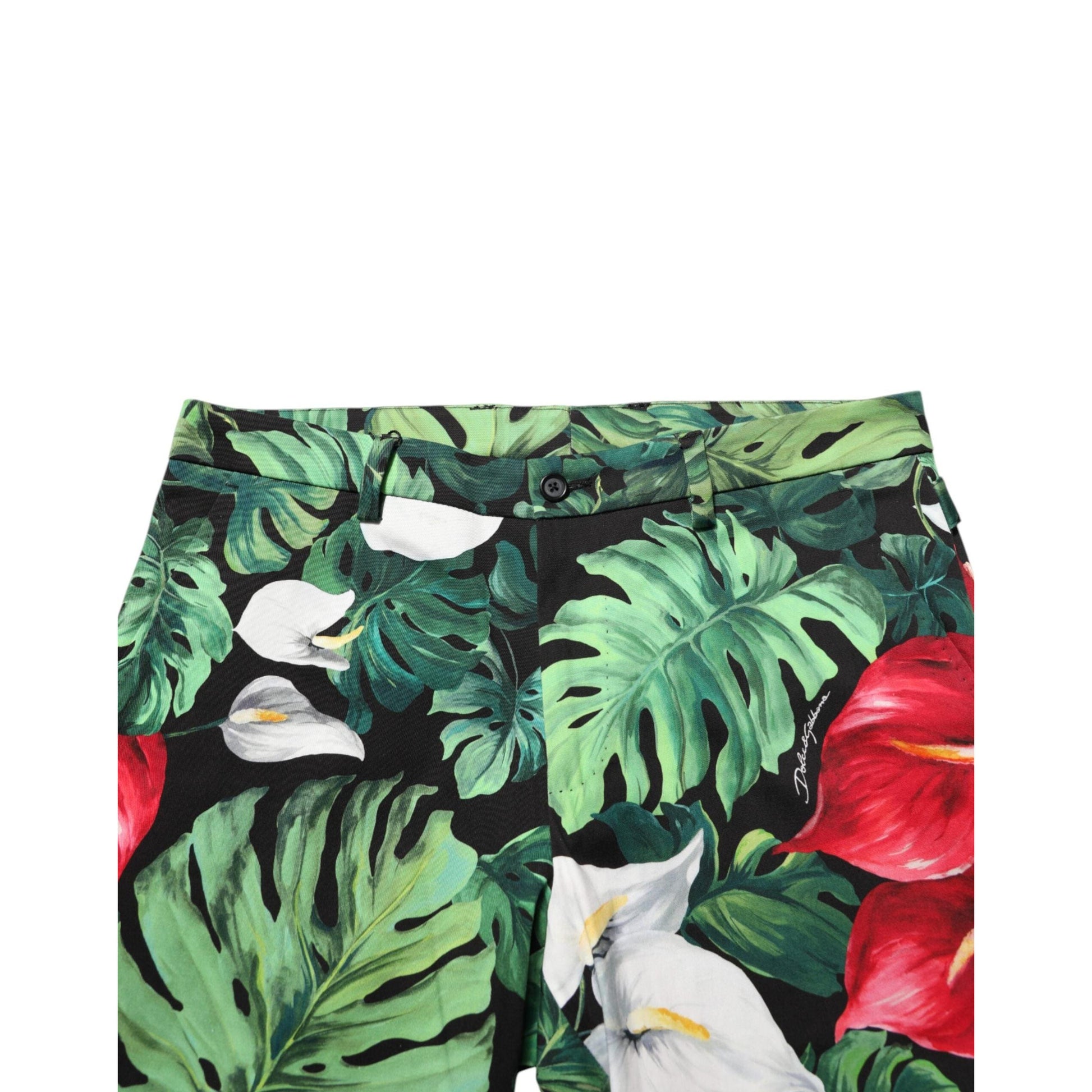 Dolce & Gabbana Multicolor Floral Print Cotton Tapered Pants