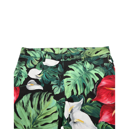 Dolce & Gabbana Multicolor Floral Print Cotton Tapered Pants