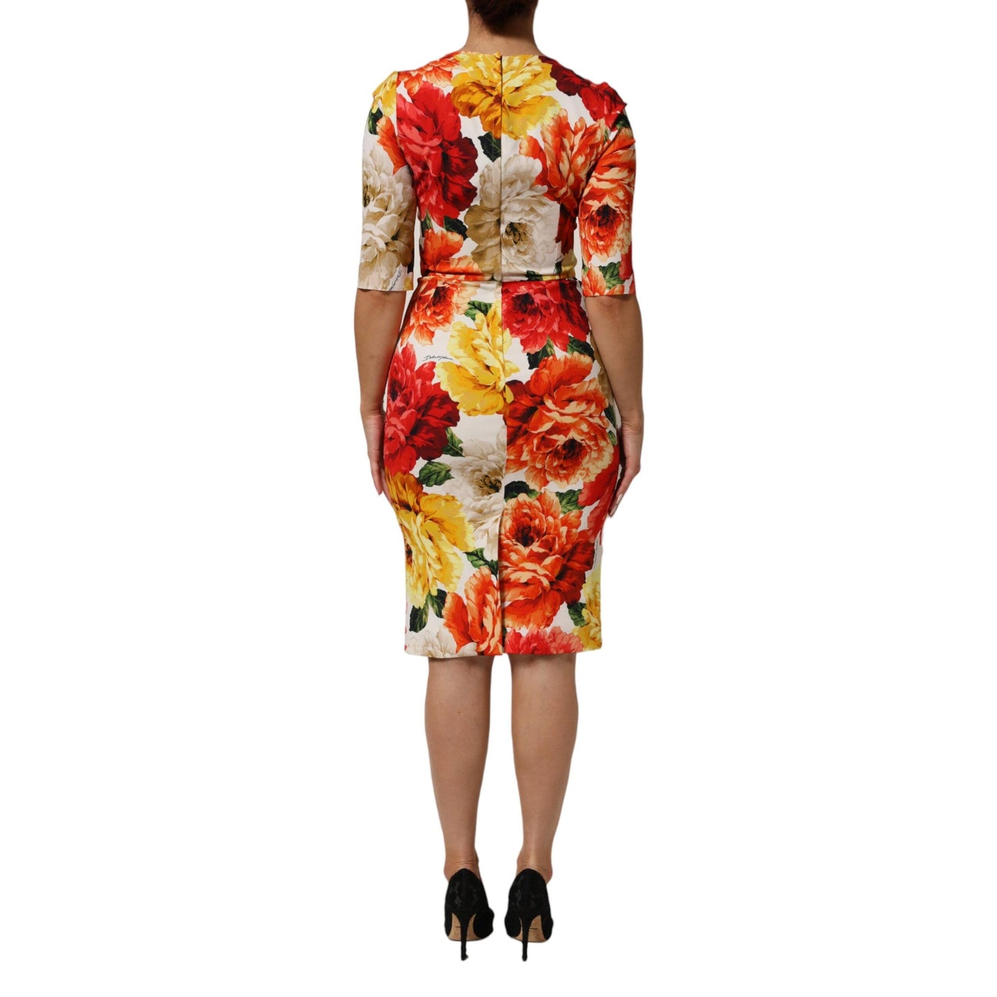 Dolce & Gabbana Multicolor Floral Print Viscose Sheath Dress
