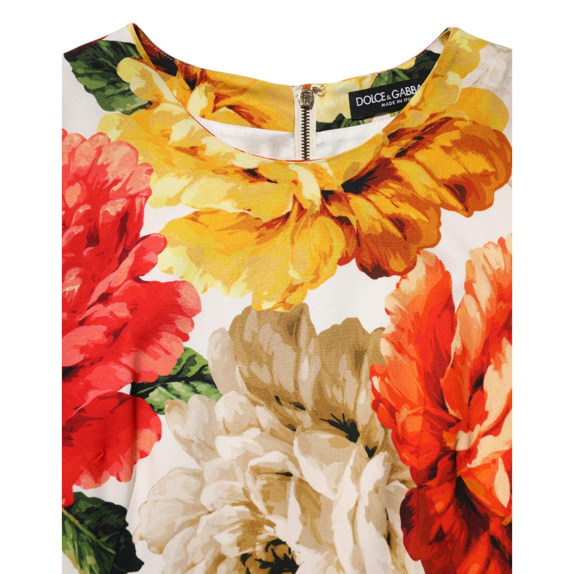 Dolce & Gabbana Multicolor Floral Print Viscose Sheath Dress