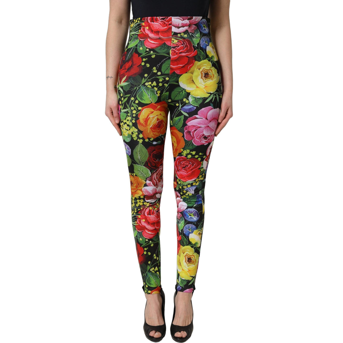 Dolce & Gabbana Multicolor Floral Stretch Jersey Leggings Pants