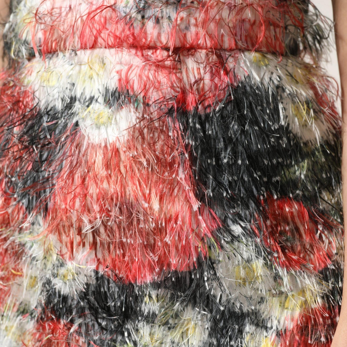Dolce & Gabbana Multicolor Floral Textured Faux Fur Pencil Skirt