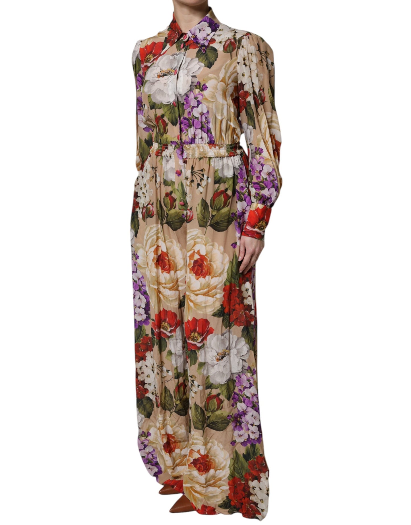 Dolce & Gabbana Multicolor Floral Wide Leg Jumpsuit Dress