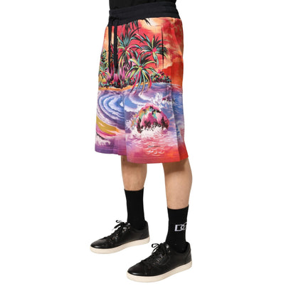 Dolce & Gabbana Multicolor Graphic Print Cotton Bermuda Shorts