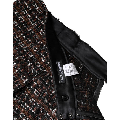 Dolce & Gabbana Multicolor High Waist Tartan Tweed Mini Skirt