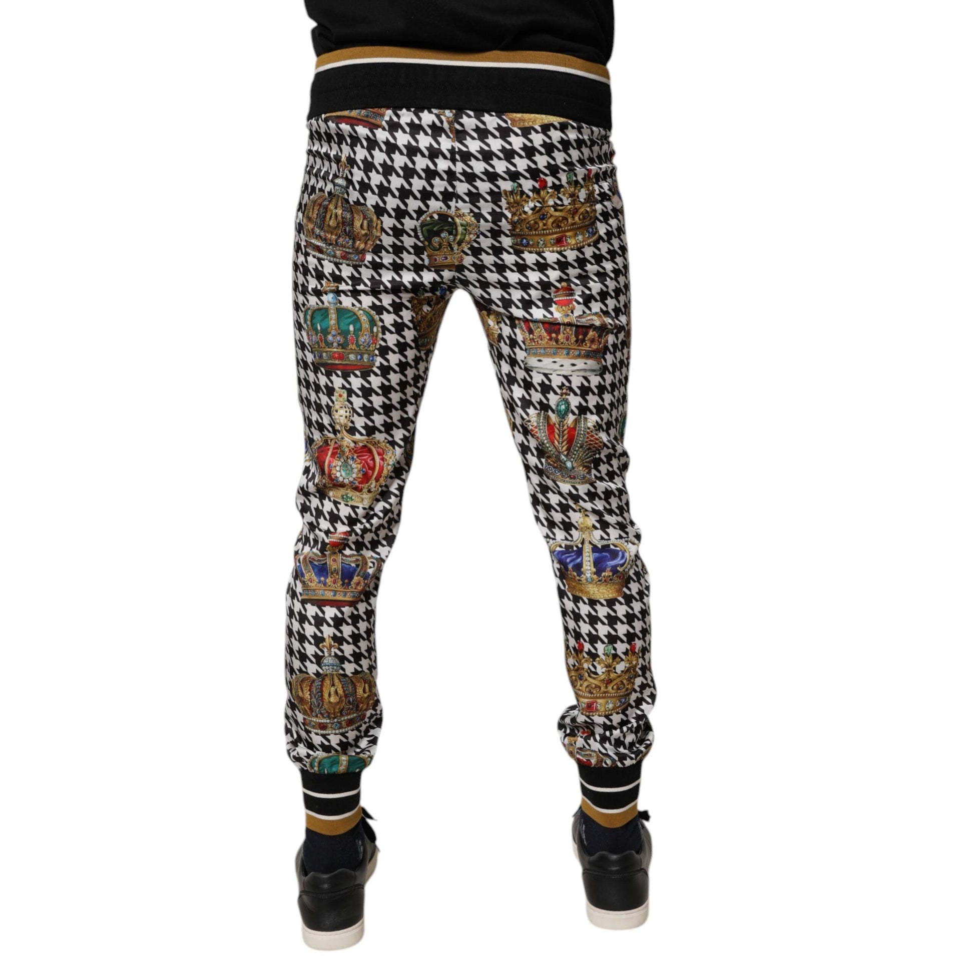 Dolce & Gabbana Multicolor Houndstooth Crown Men Sweatpants Pants