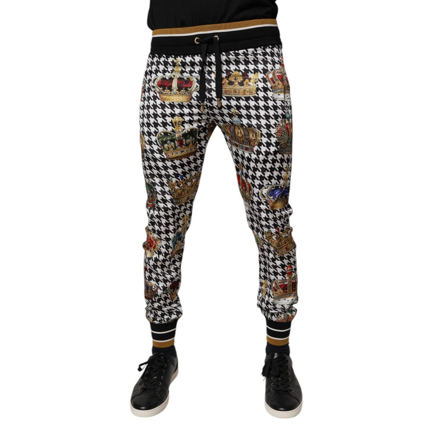 Dolce & Gabbana Multicolor Houndstooth Crown Men Sweatpants Pants