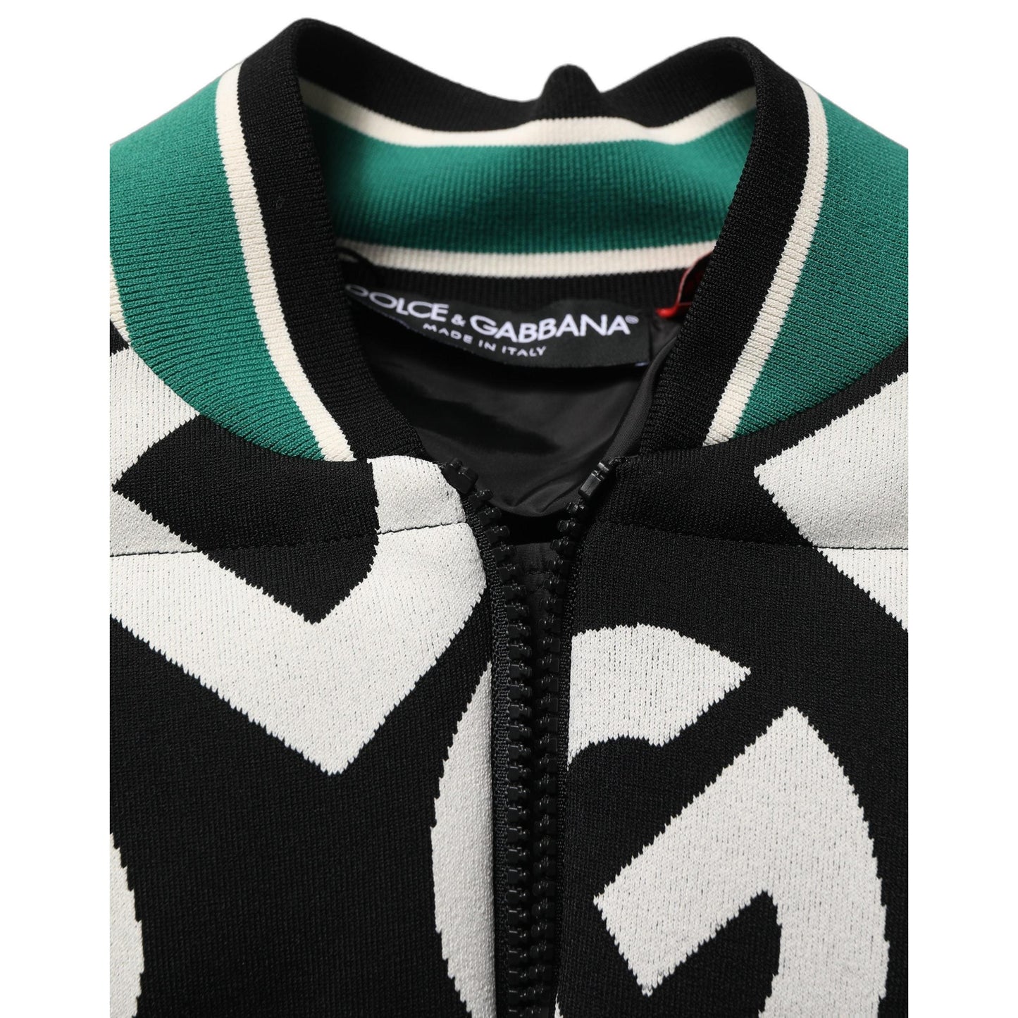Dolce & Gabbana Multicolor Logo Full Zip Bomber Jacket