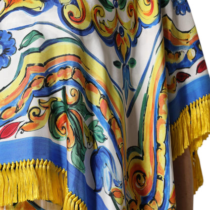 Dolce & Gabbana Multicolor Majolica Kaftan Short Sleeves Maxi Dress