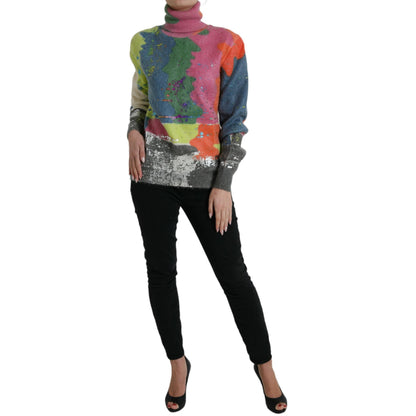 Dolce & Gabbana Multicolor Mohair Turtleneck Pullover Sweater