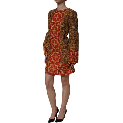 Dolce & Gabbana Multicolor Mosaic Long Sleeves Mini Dress