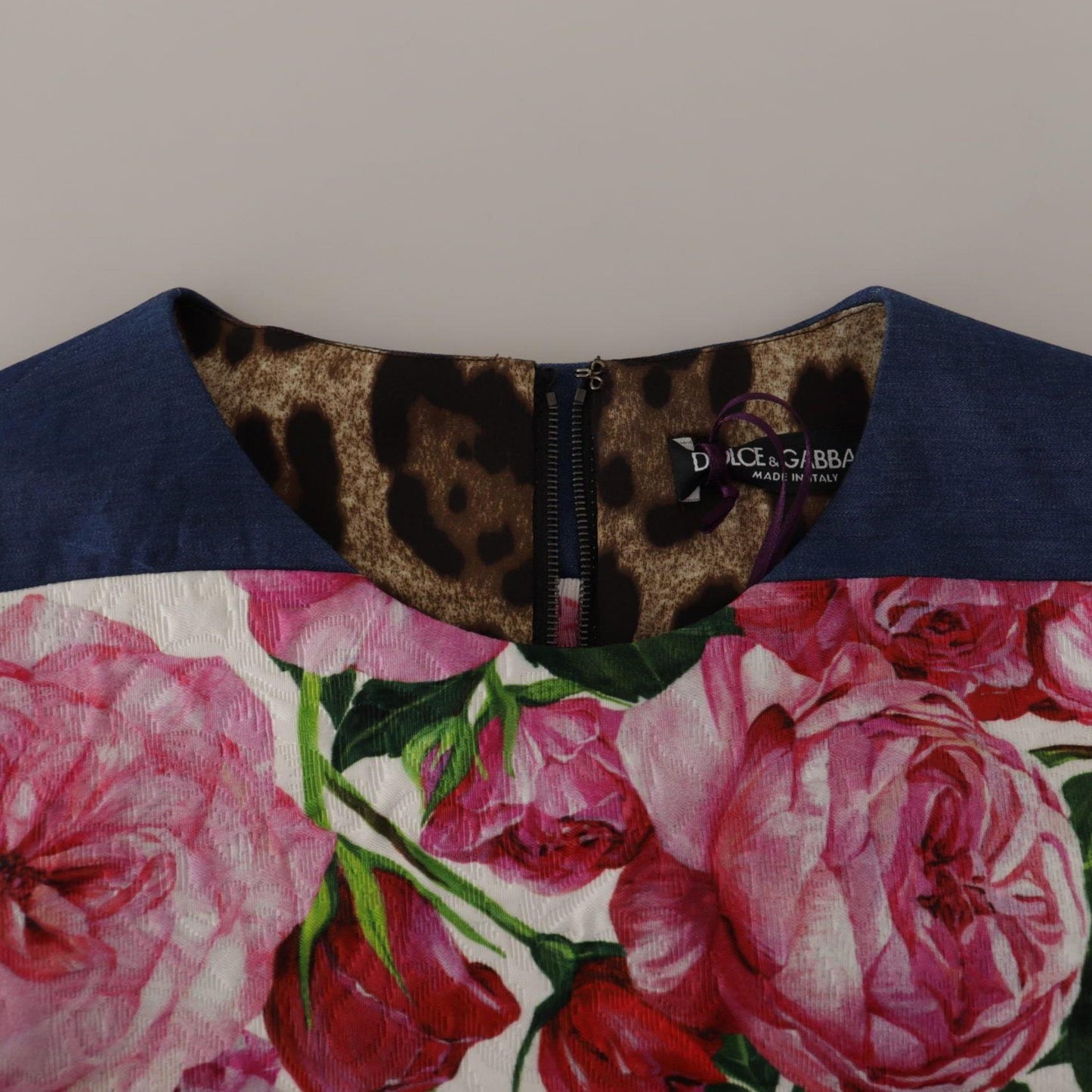 Dolce & Gabbana Multicolor Pachwork Floral Sheath Jaquard Mini Gown Dress