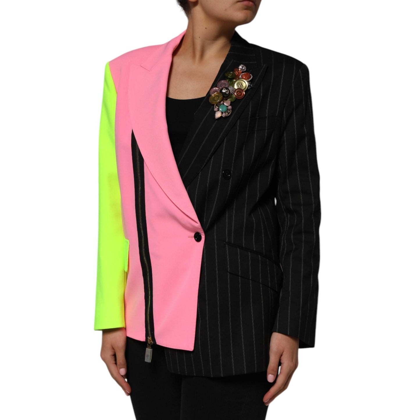 Dolce & Gabbana Multicolor Patchwork Embellished Coat Jacket