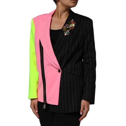 Dolce & Gabbana Multicolor Patchwork Embellished Coat Jacket