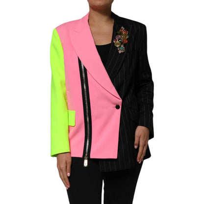Dolce & Gabbana Multicolor Patchwork Embellished Coat Jacket