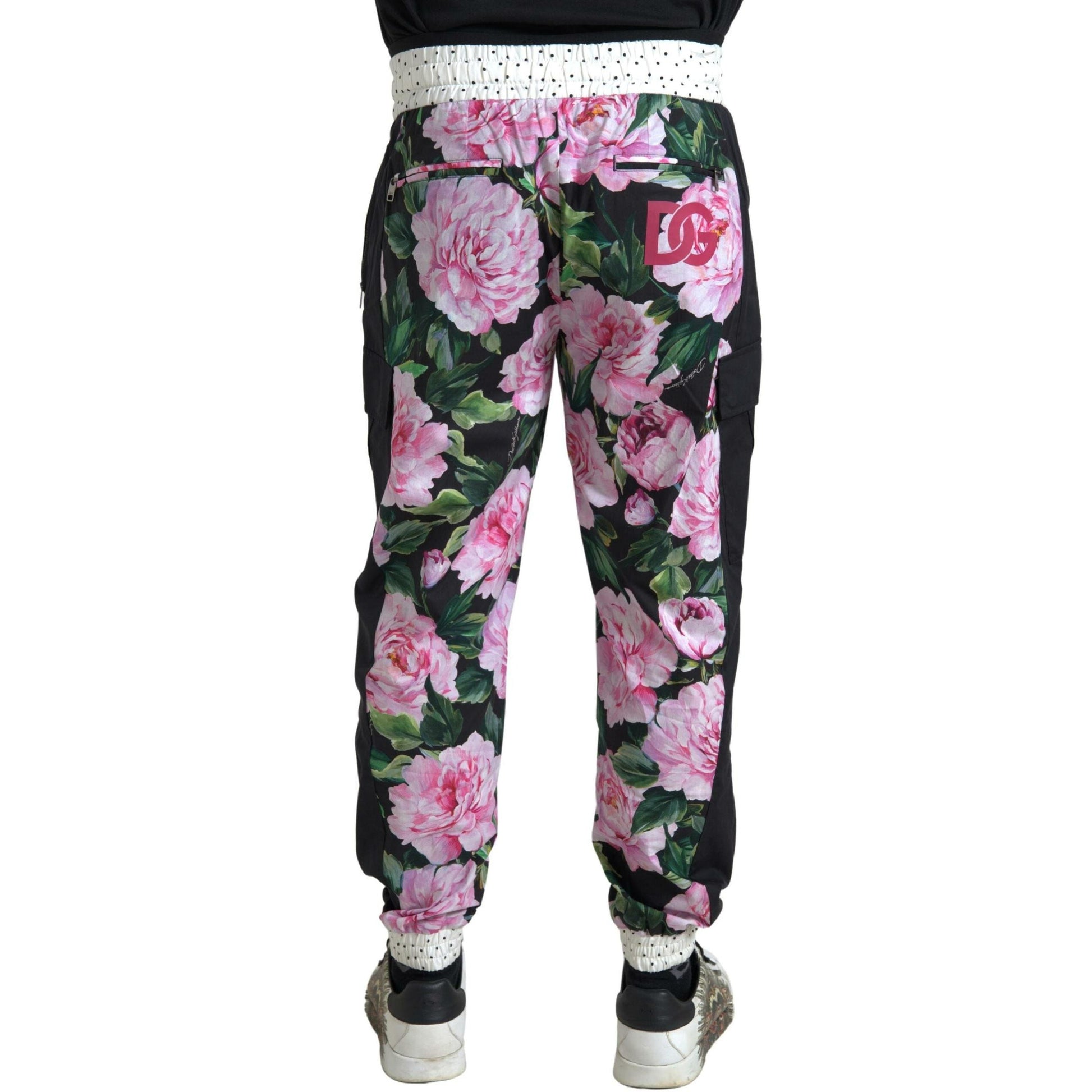 Dolce & Gabbana Multicolor Peony Joggers Cotton Men Pants