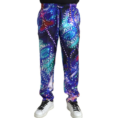 Dolce & Gabbana Multicolor Printed Silk Men Trouser Pants