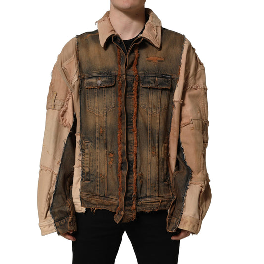 Dolce & Gabbana Multicolor Raw Cut Panelled Denim Men Jacket