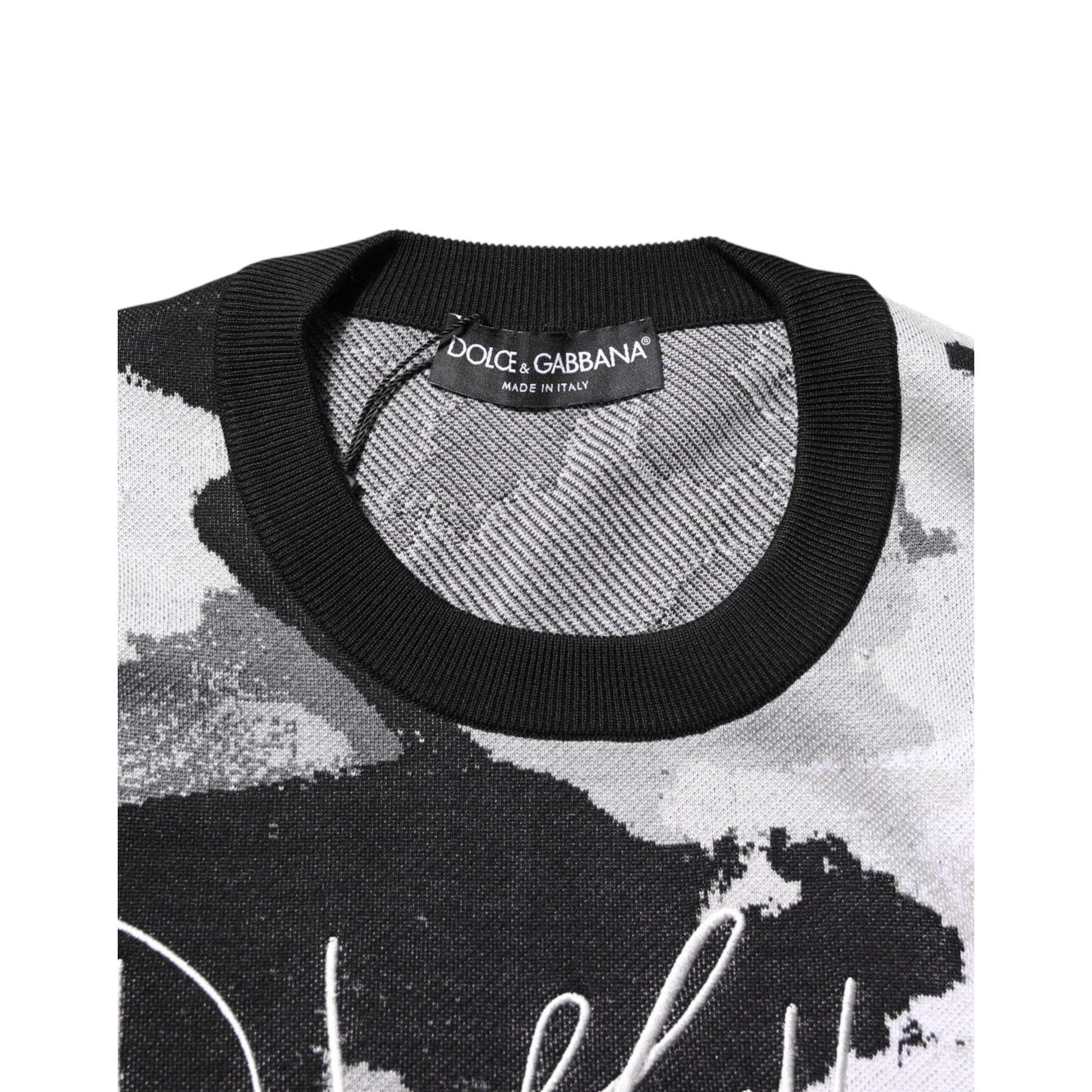 Dolce & Gabbana Multicolor Silk Camouflage Pullover Sweater