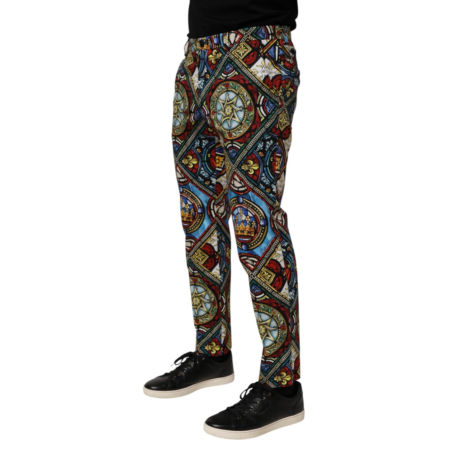 Dolce & Gabbana Multicolor Stained Glass Window Style Print Men Pants
