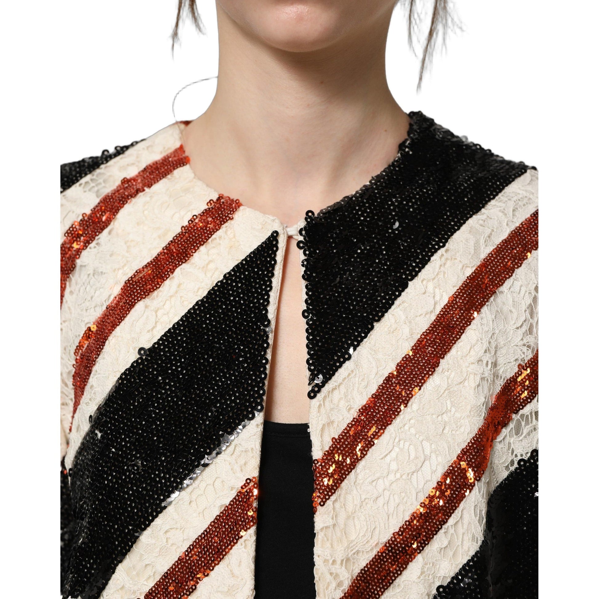 Dolce & Gabbana Multicolor Stripe Sequin Duster Coat Jacket