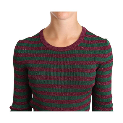 Dolce & Gabbana Multicolor Striped Crew Neck Pullover Sweater