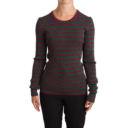 Dolce & Gabbana Multicolor Striped Crew Neck Pullover Sweater
