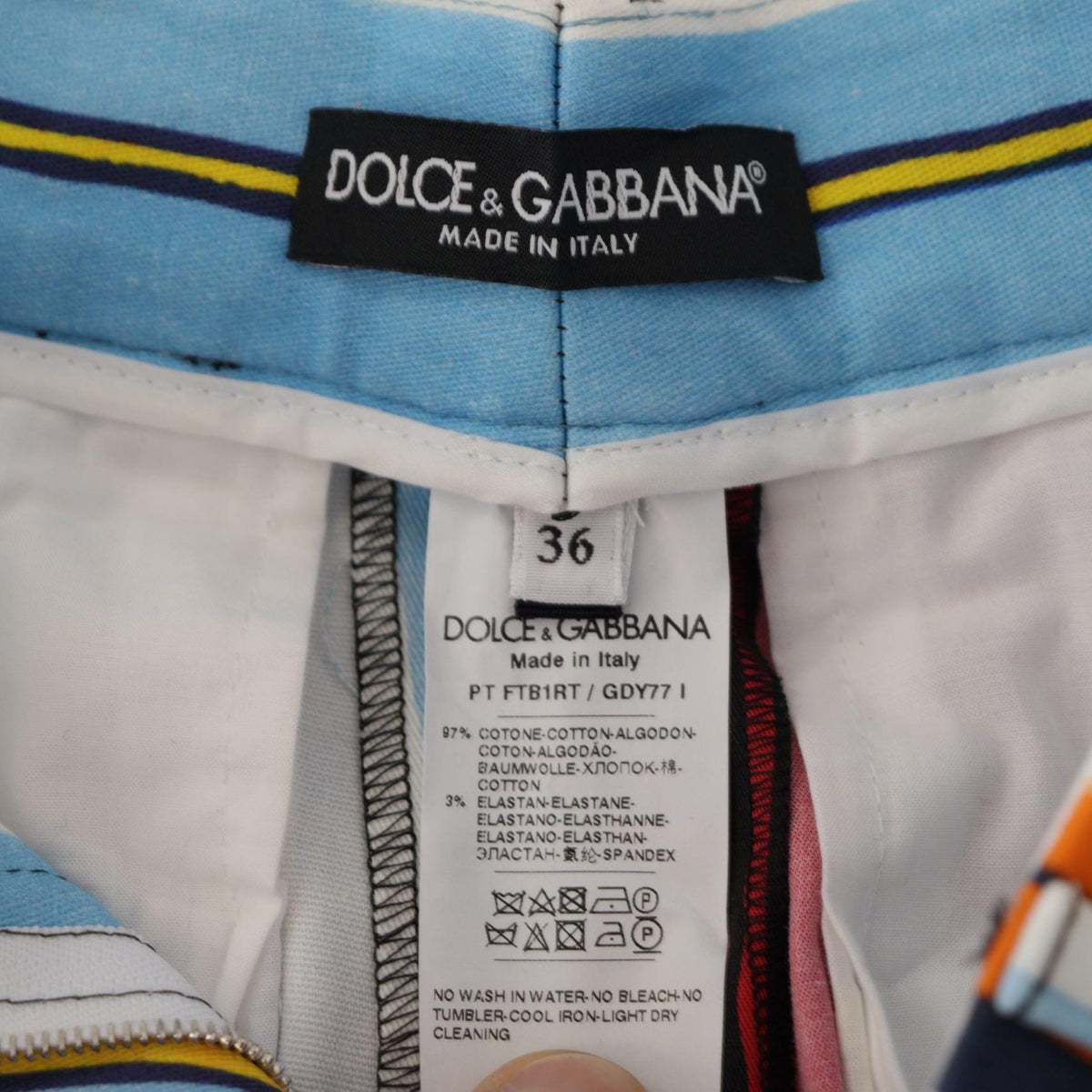 Dolce & Gabbana Multicolor Striped High Waist Cotton Pants