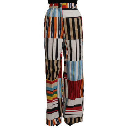 Dolce & Gabbana Multicolor Striped High Waist Cotton Pants
