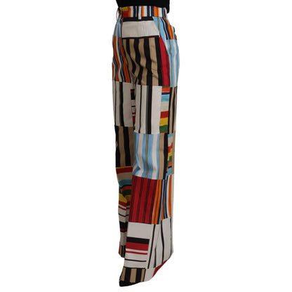 Dolce & Gabbana Multicolor Striped High Waist Cotton Pants