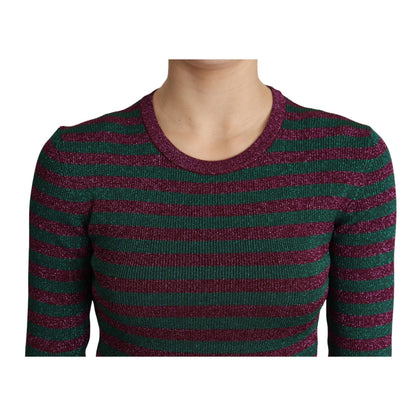 Dolce & Gabbana Multicolor Stripes Crew Neck Pullover Sweater