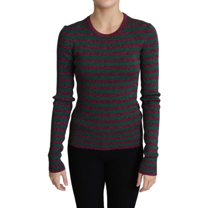 Dolce & Gabbana Multicolor Stripes Crew Neck Pullover Sweater