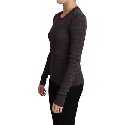 Dolce & Gabbana Multicolor Stripes Crew Neck Pullover Sweater