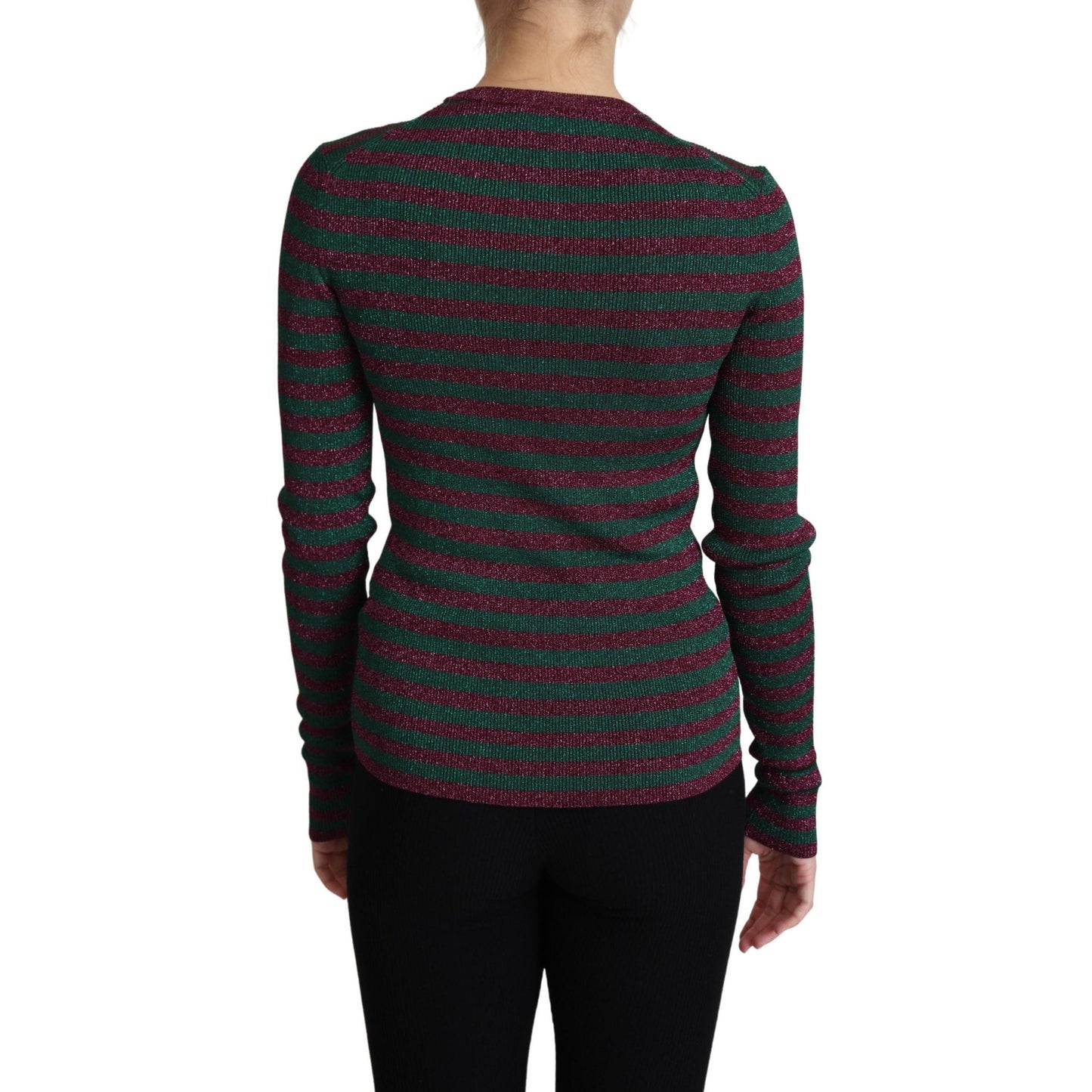 Dolce & Gabbana Multicolor Stripes Crew Neck Pullover Sweater