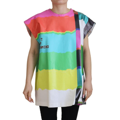 Dolce & Gabbana Multicolor TV Print Blouse Cotton T-shirt
