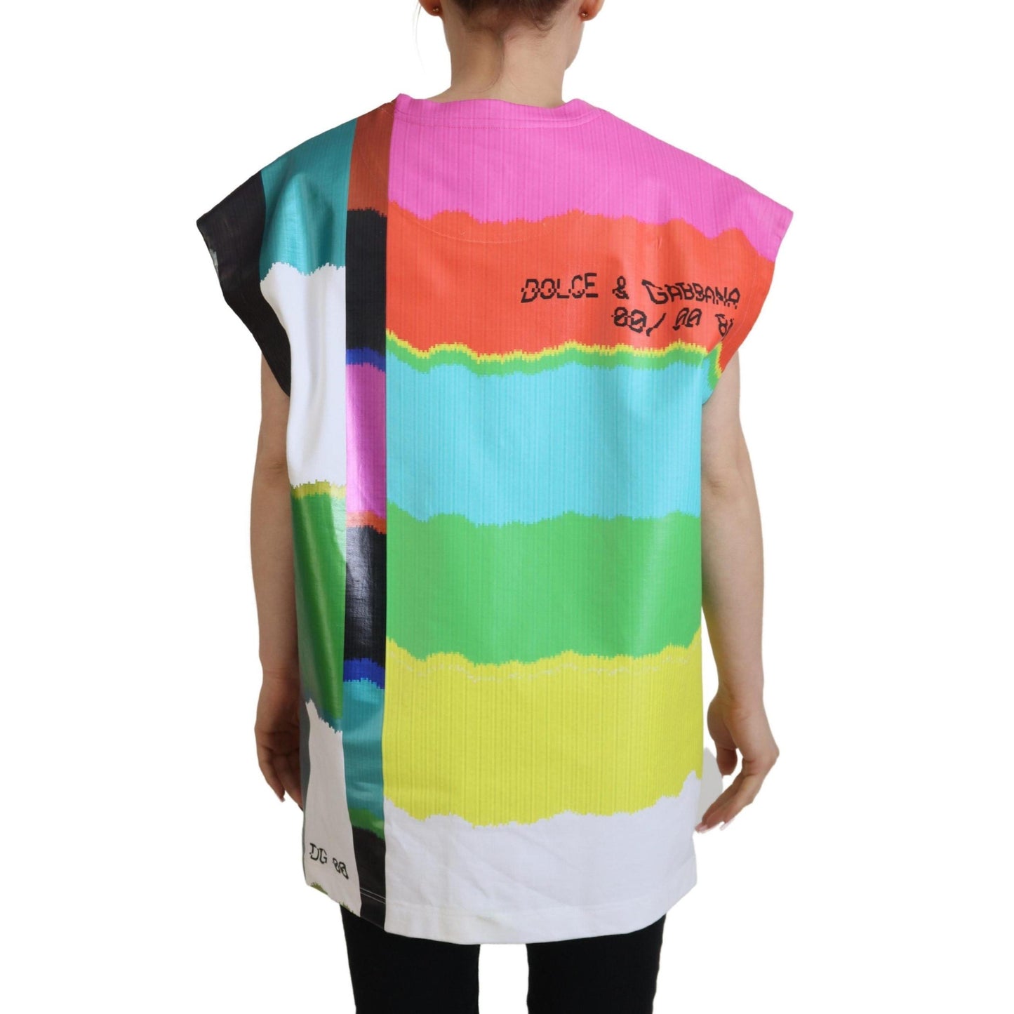 Dolce & Gabbana Multicolor TV Print Blouse Cotton T-shirt