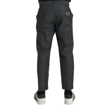 Dolce & Gabbana Multicolor Tiger Leopard Cotton Loose Tapered Pants