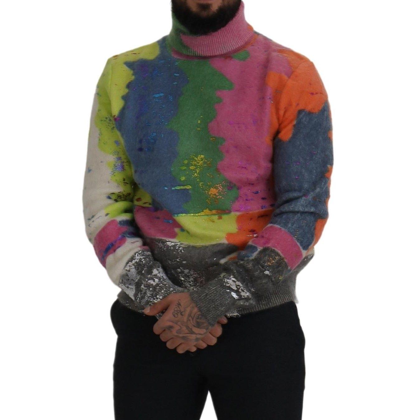 Dolce & Gabbana Multicolor Turtleneck Pullover Mohair Sweater
