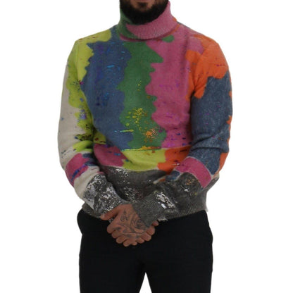 Dolce & Gabbana Multicolor Turtleneck Pullover Mohair Sweater