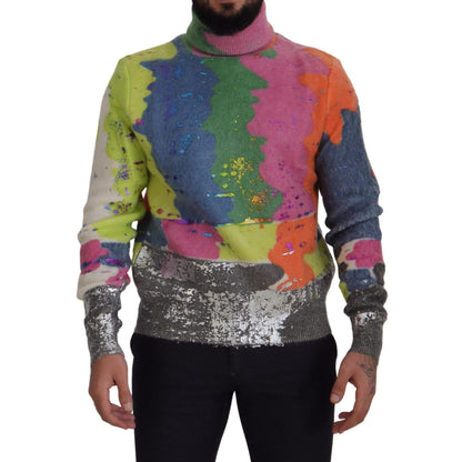 Dolce & Gabbana Multicolor Turtleneck Pullover Mohair Sweater