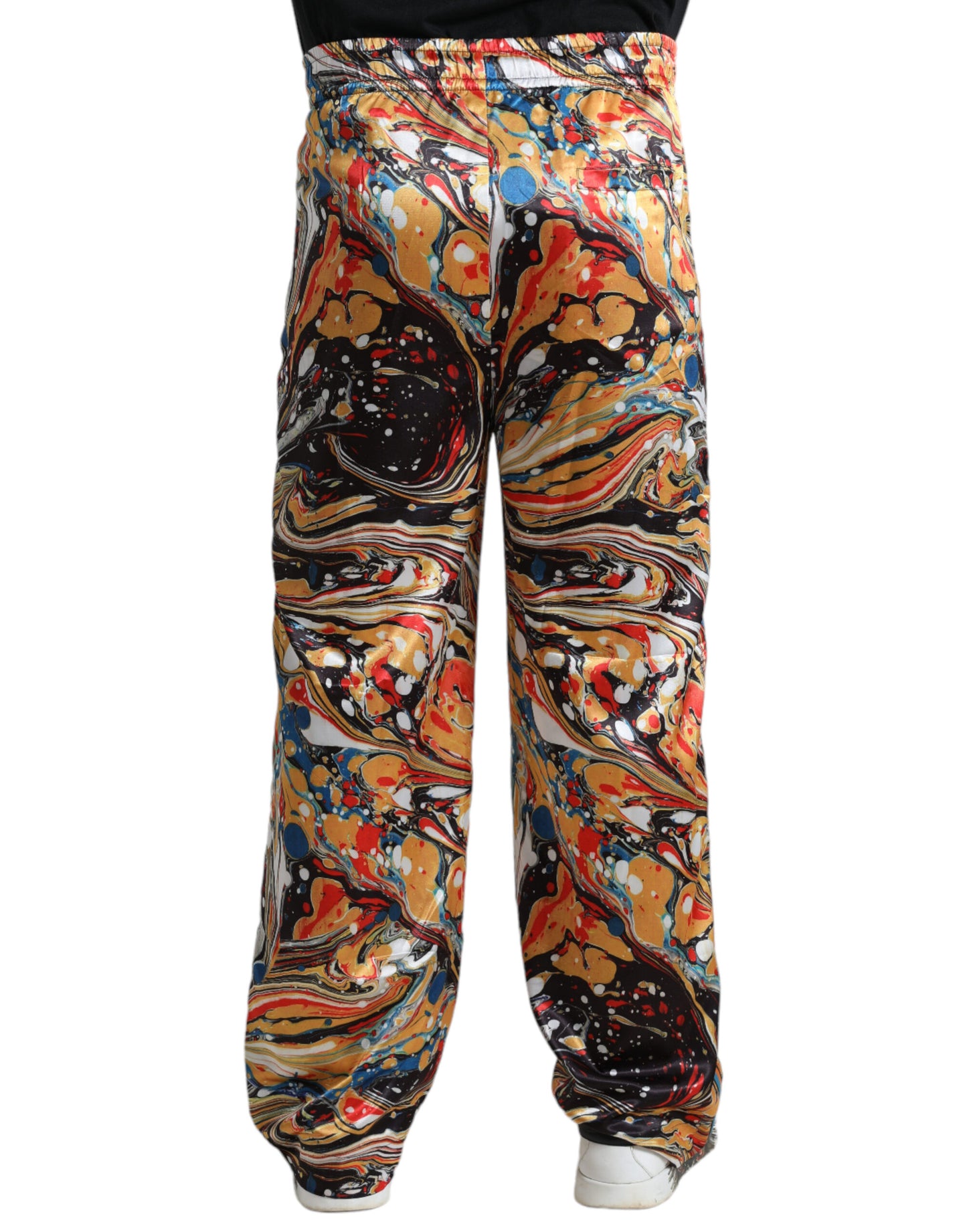 Dolce & Gabbana Multifarve Marble Print Satin Bukser & Jeans