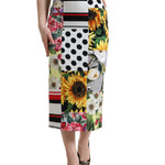 Dolce & Gabbana Multifarve Patchwork High Waist Pencil Cut Skirt-Modeoutlet